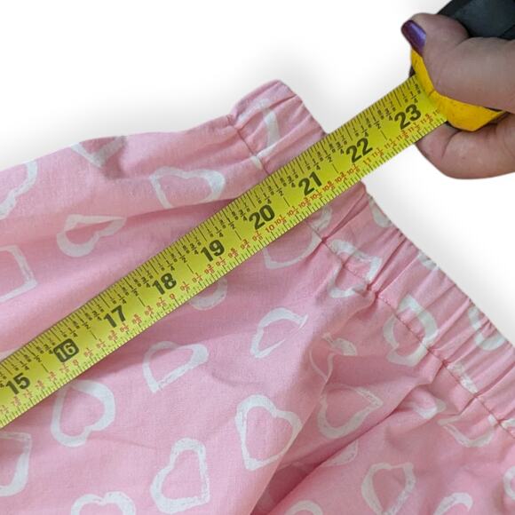 Heart Print Pink Square Dancing Skirt - Cream Lace and Ribbon flowers - Picture 2 of 8